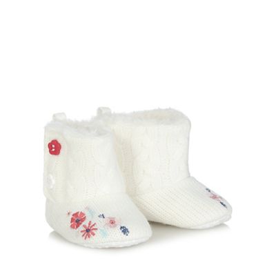 Baby girls' white knitted booties